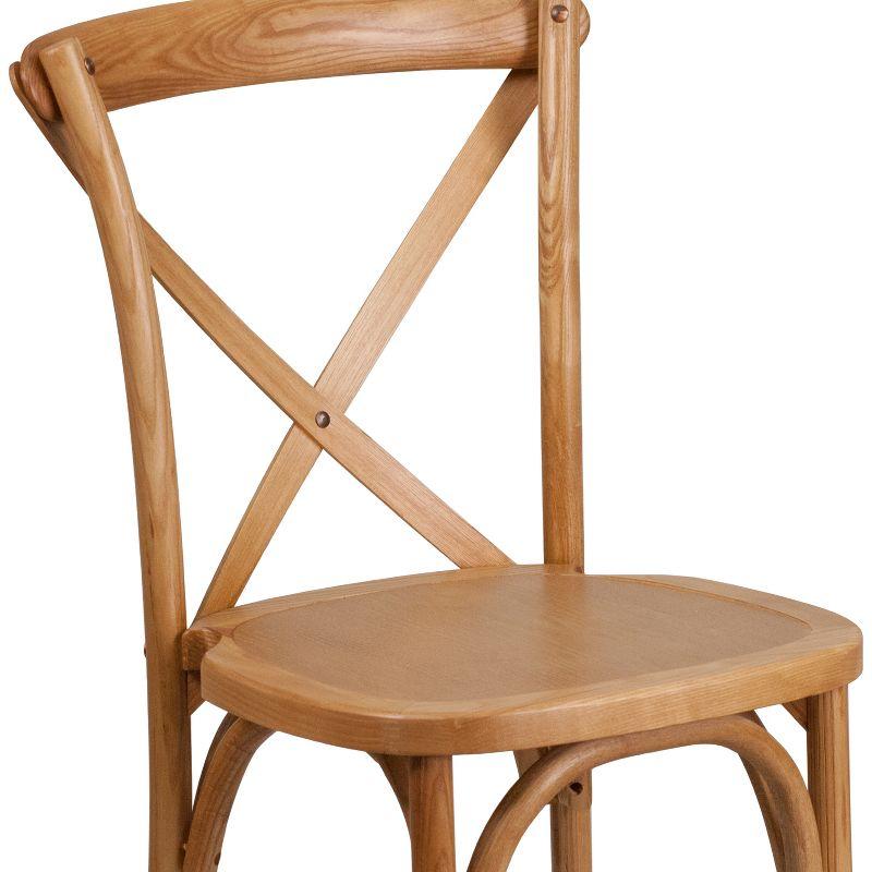 Oak Wood Cross Back Stackable Dining Chair