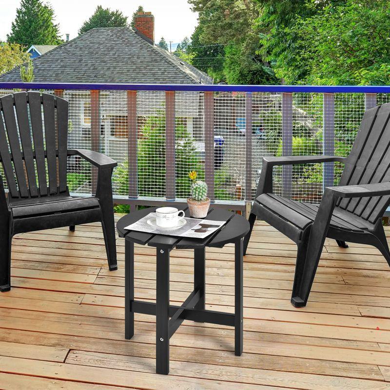 Costway 18'' Patio Round Side End Coffee Table Wooden Slat Garden Deck Black