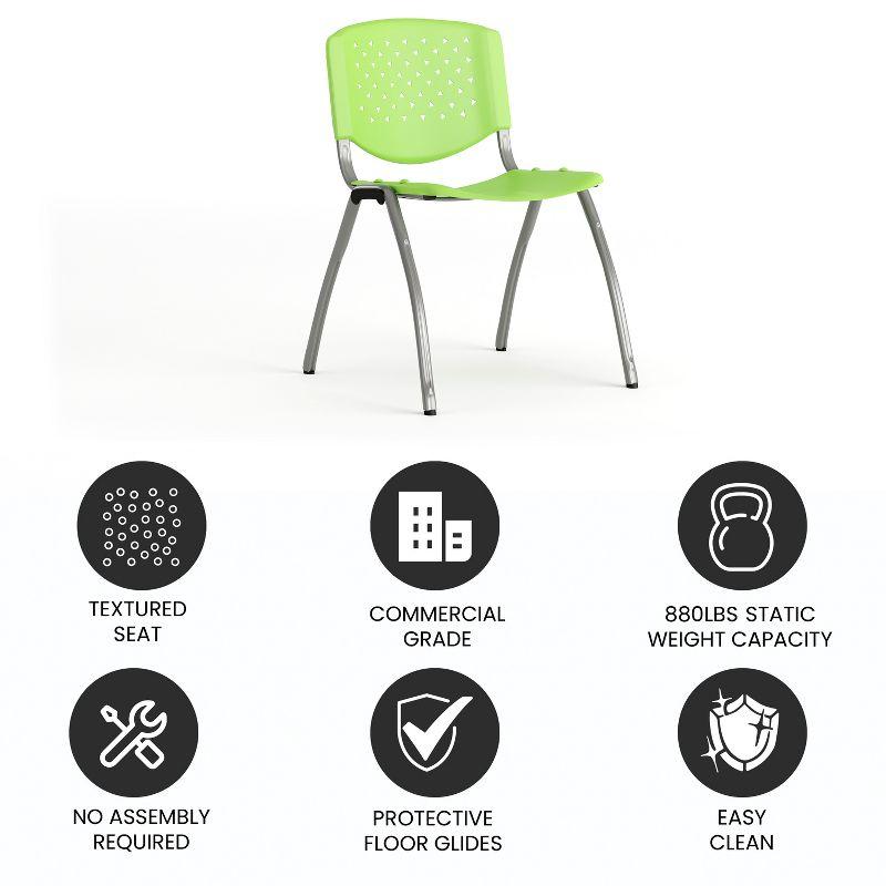 Flash Furniture Memphis 880 lb. Capacity Plastic Stack Chair with Powder Coated Frame
