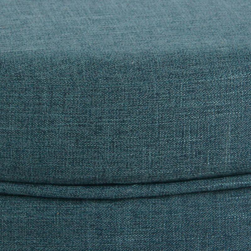 Round Storage Ottoman Teal - HomePop: Upholstered Footstool, Easy Lift Top, 250lb Capacity
