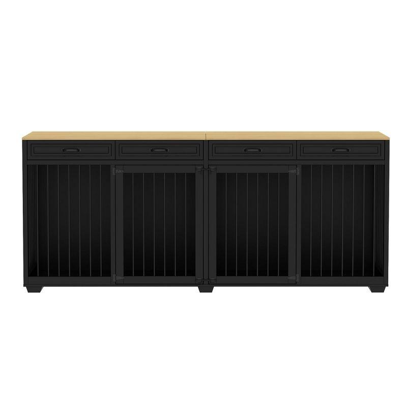 Famapy Spacious Large Double Dog Cage Furniture with Multiple Drawers Black