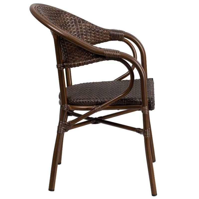 Cocoa Brown Wicker and Aluminum Patio Dining Chair