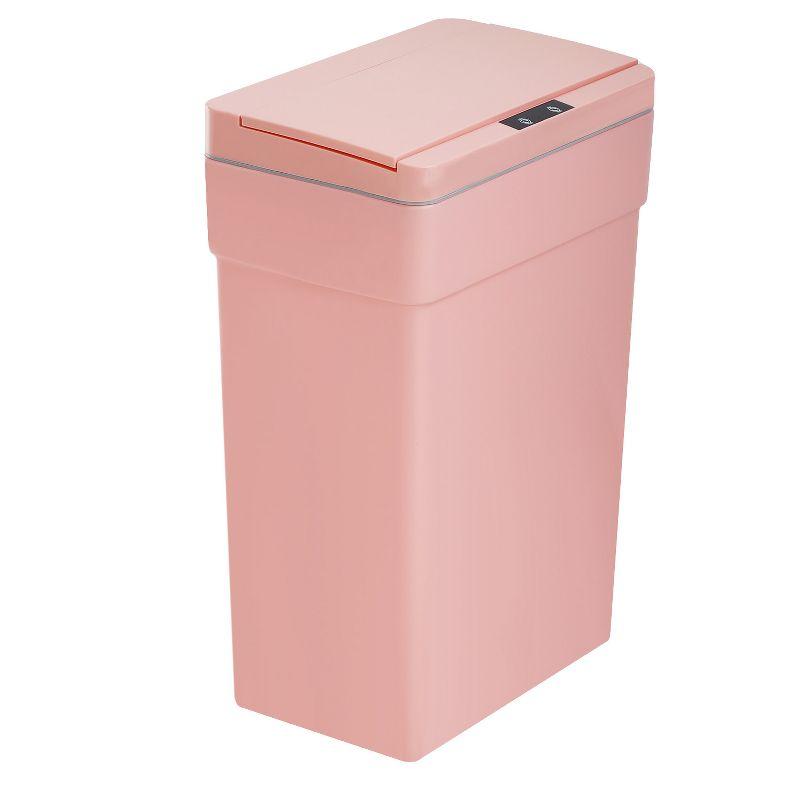 Pink 13 Gallon Touchless Plastic Trash Can with Motion Sensor