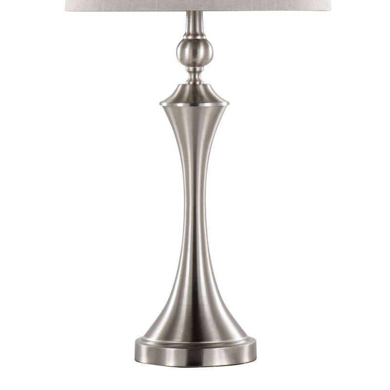 LumiSource (Set of 2) Flint 30" Contemporary Table Lamps Brushed Nickel with Taupe Textured Shade and Built-in USB Port from Grandview Gallery