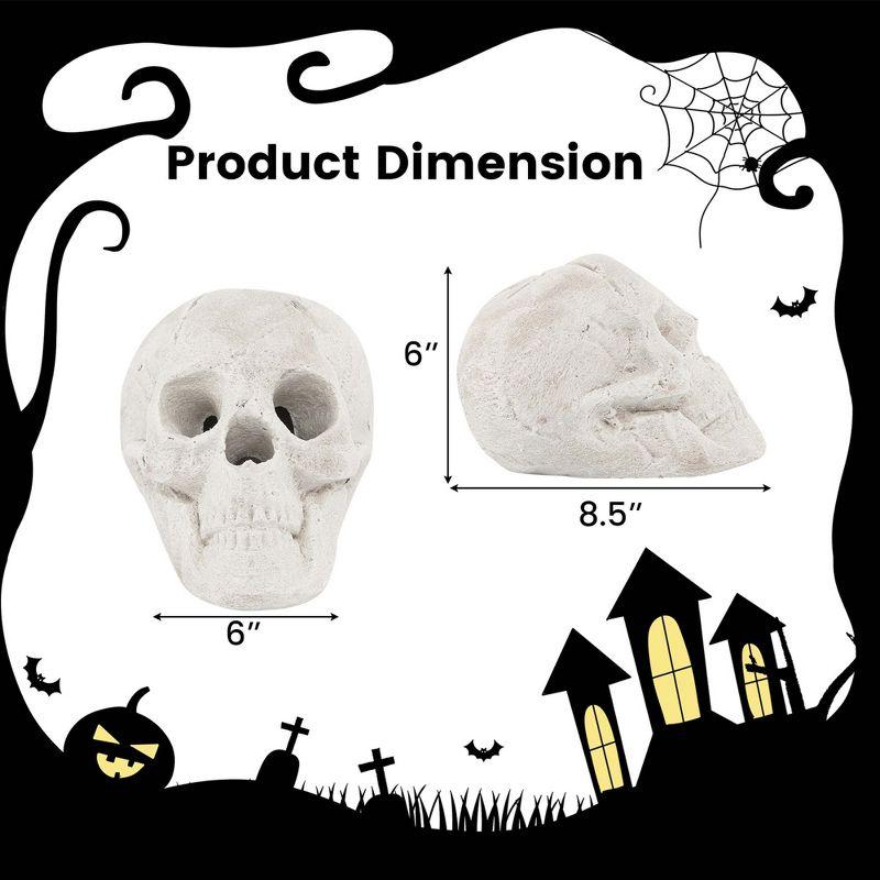 Costway Ceramic Fireproof Fire Pit Skull, Reusable Imitated Human Skull for Gas Beige/Black