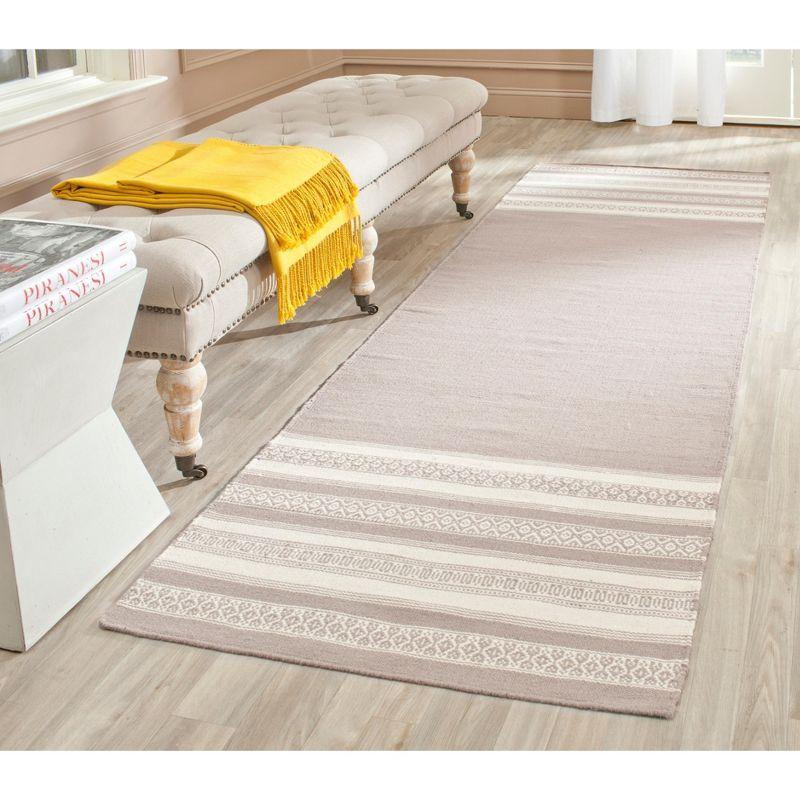 Handmade Light Brown Wool Flat Woven Rectangular Rug