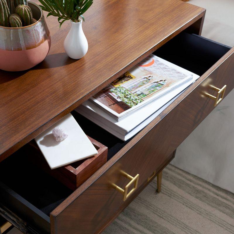 Katia 3 Drawer Chest - CHS6413 - Walnut/Gold - Safavieh