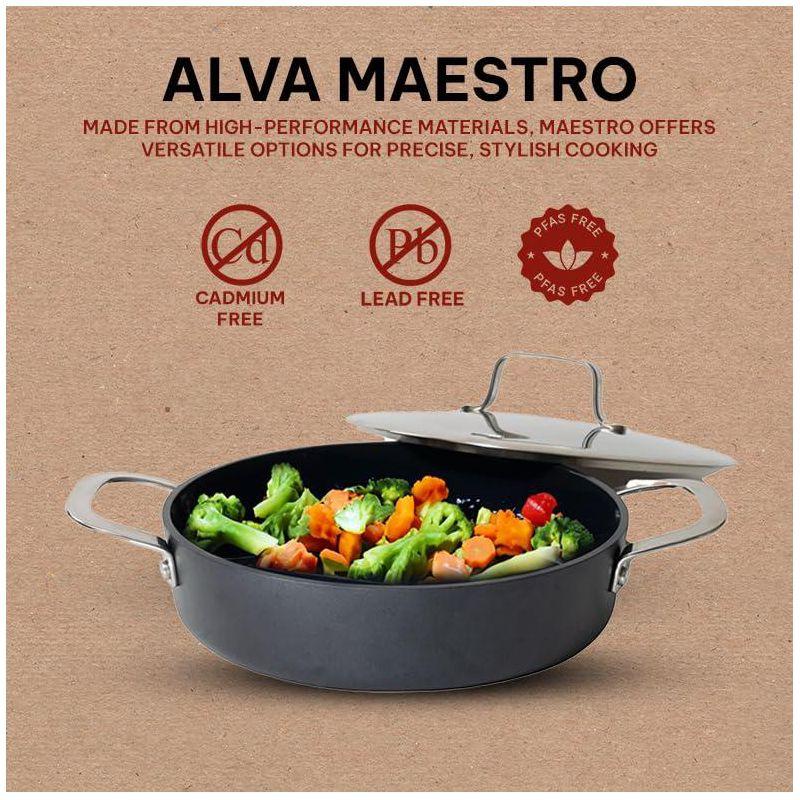 Alva Maestro Ceramic Nonstick Saute Frying Pan Skillet with Lid, Non Toxic, Oven & Dishwasher Safe, 9.5", 112 Oz