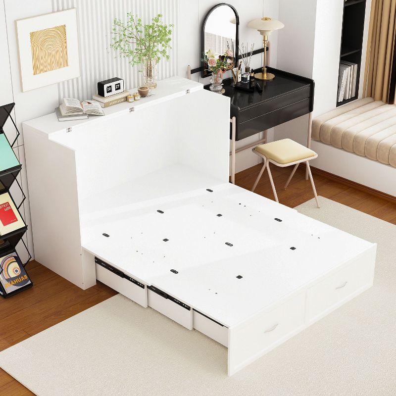 Famapy White Murphy Bed with Charging Station & Drawer