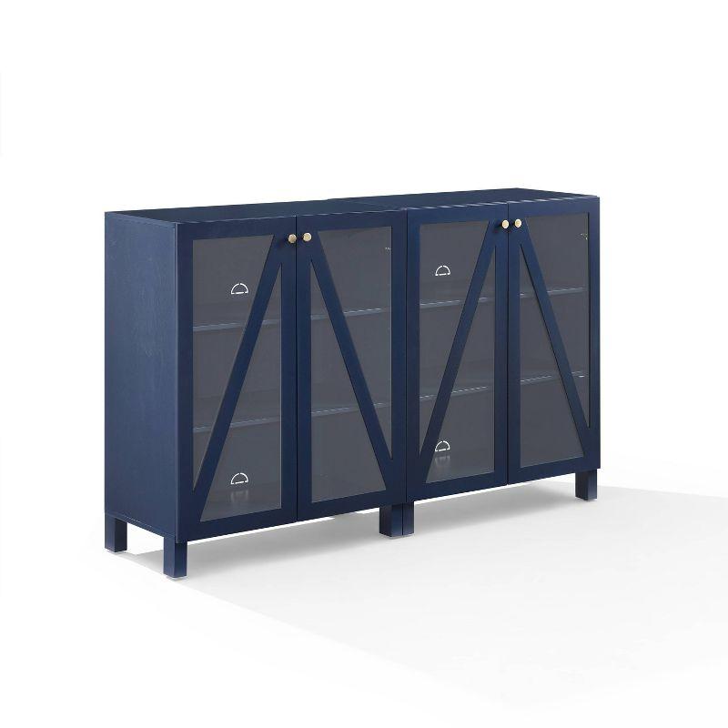 Navy 60" Media Sideboard Cabinet with Glass Doors and Shelves