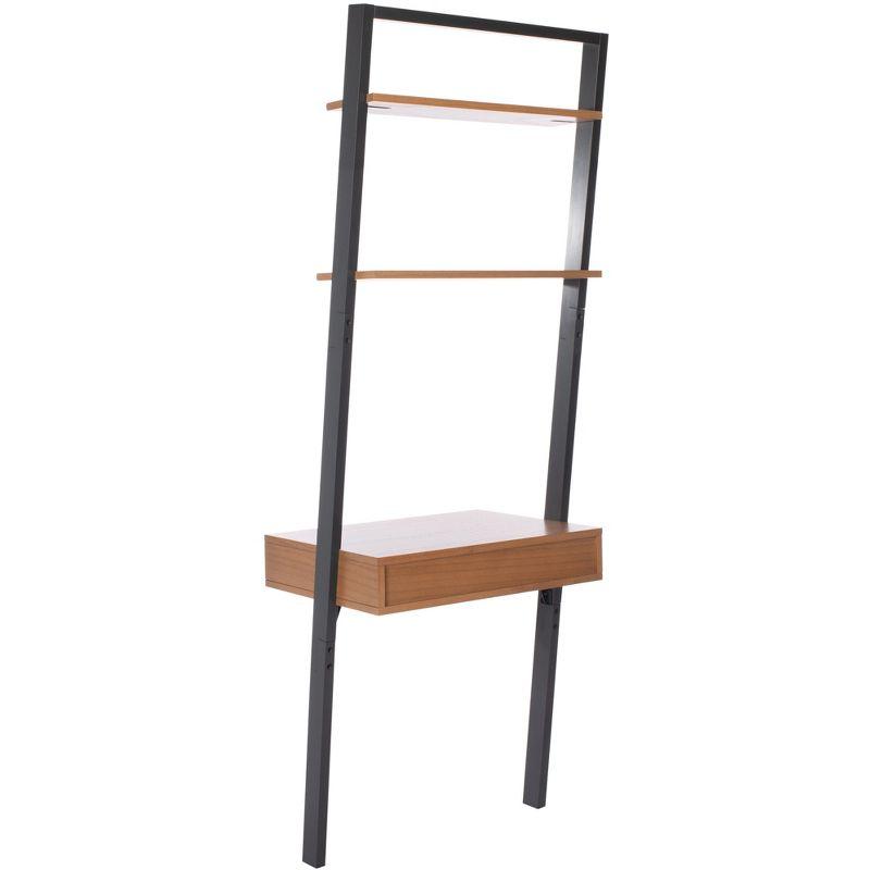 Kamy 2 Shelf Leaning Desk - Natural / Charcoal - Safavieh