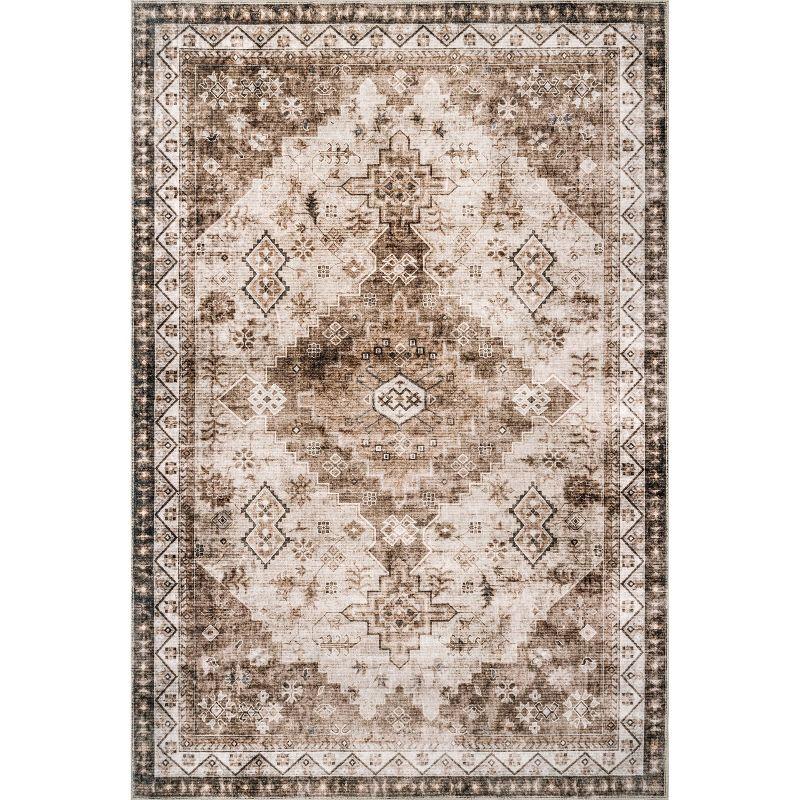 Lauren Liess x Rugs USA Jessamine Geometric Machine Washable Beige/Brown Area Rug