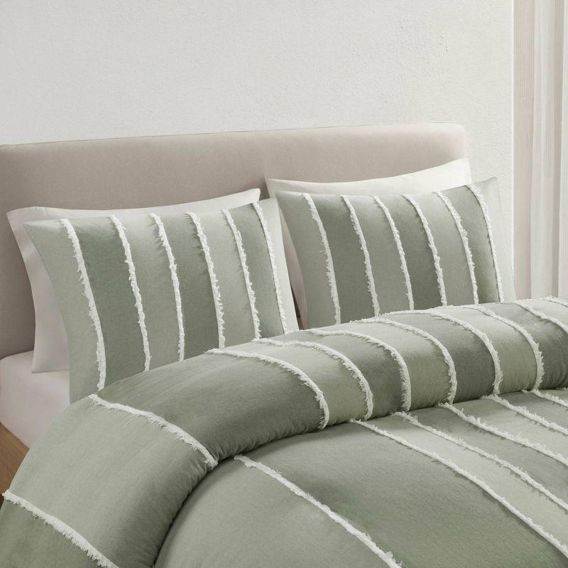 Shay 3 Piece Striped Cotton Duvet Cover Set