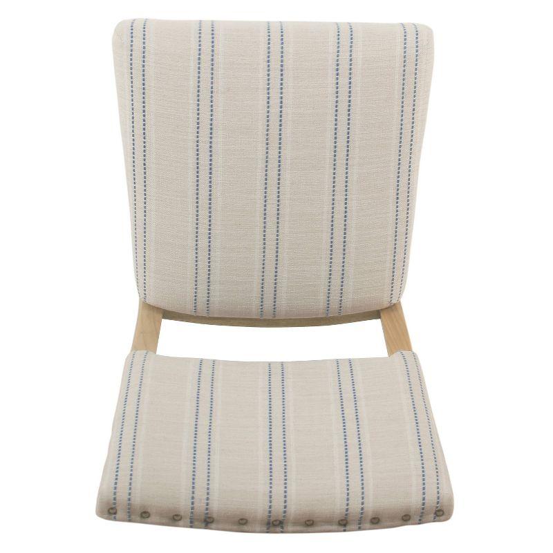HomePop Set of 2 Stripe Dining Chairs Blue/White : Upholstered, Rubberwood Legs, Transitional Style