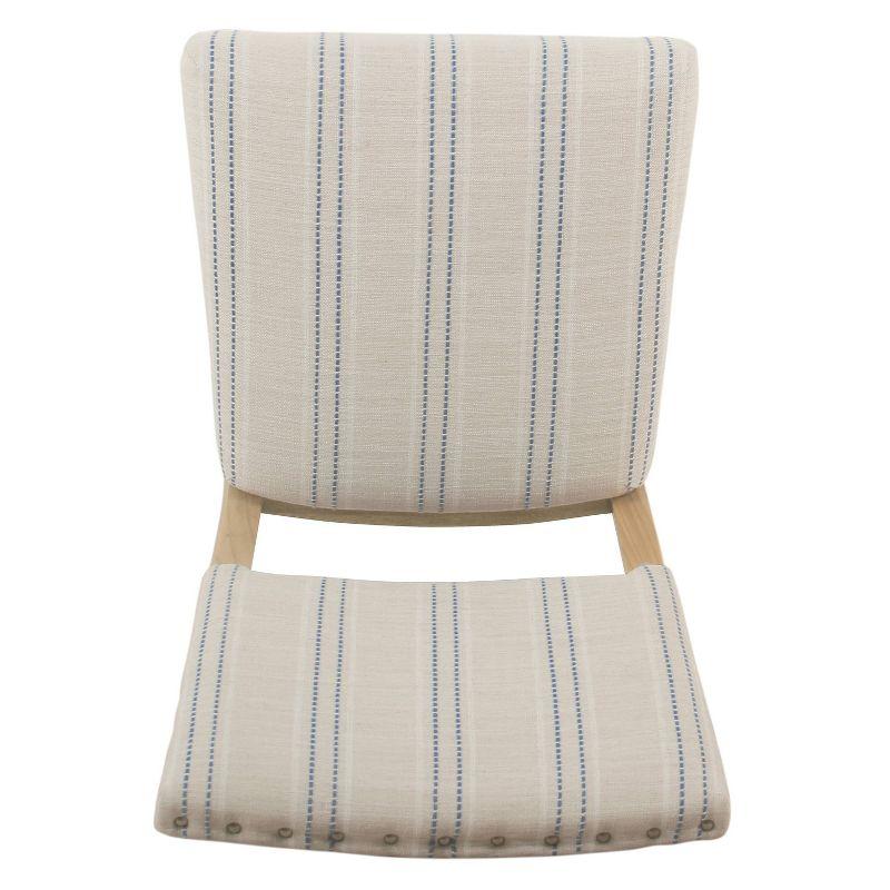 Classic Farmhouse Linen Upholstered Side Chair in Blue, Set of 2