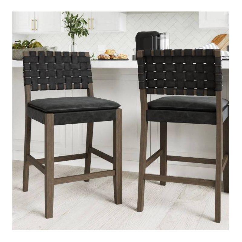 Nathan James Set of 2 Cohen Faux Leather Counter Height Barstool