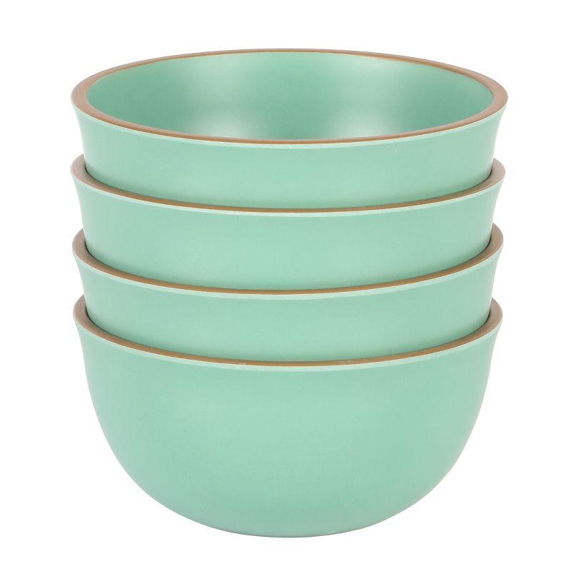 Gibson Home Rockabye 4 Piece 6.1 Inch Melamine Cereal Bowl Set in Matte Green