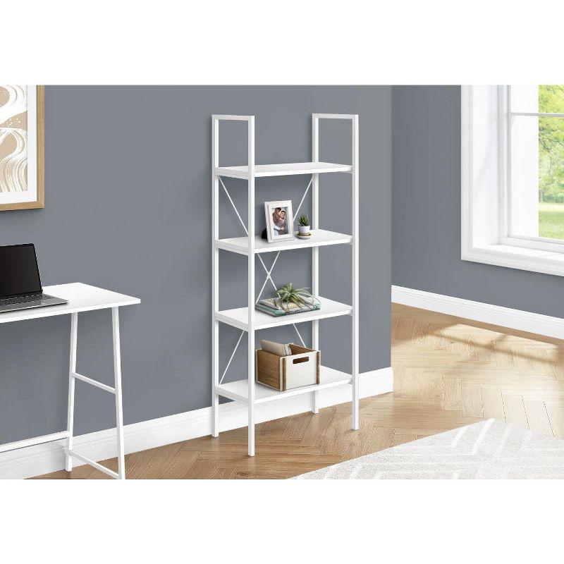 Monarch Specialties Bookshelf Bookcase 4 Tier 48InchH Office Bedroom Metal Laminate White Contemporary Modern