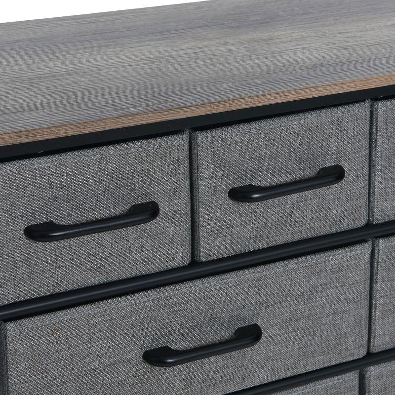 Victorian Style 8-Drawer and Bottom Shoe Shelf Storage Organizer Unit, Black and Ashwood Color