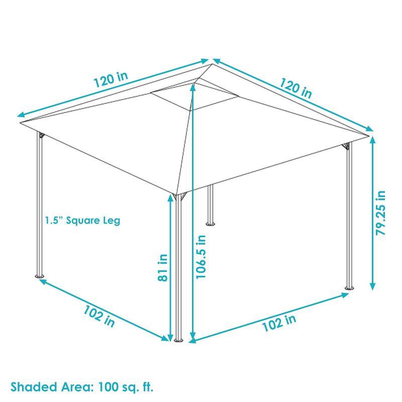 Sunnydaze Steel Open Gazebo with Weather-Resistant Polyester Fabric Top and Black Metal Frame for Backyard, Garden, Deck or Patio - 10' x 10' - Gray