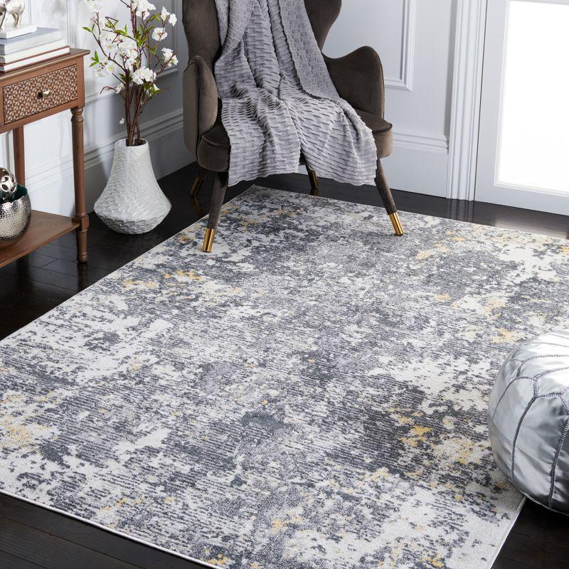 Abstract Elegance 8' x 10' Gray Synthetic Area Rug