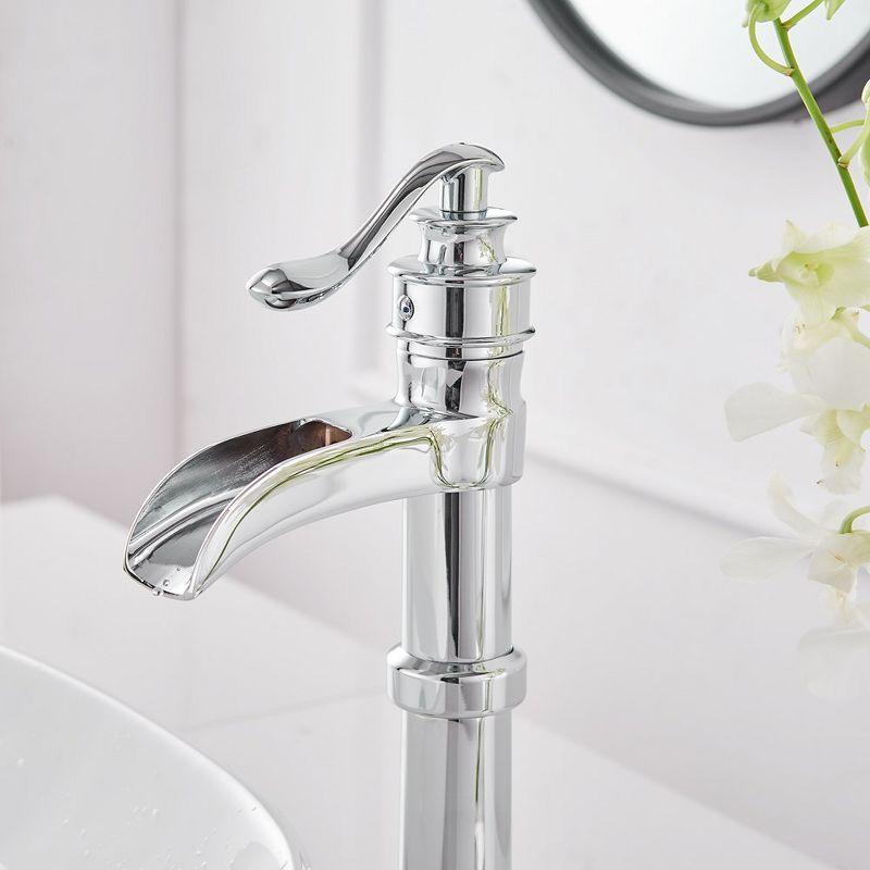 BWE Waterfall Single Hole Single-Handle Vessel Bathroom Faucet With Pop-up Drain Assembly