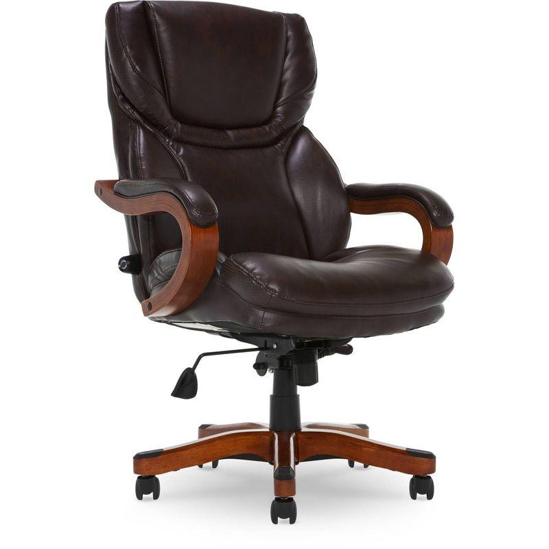 Big and Tall Executive Office Chair with Upgraded Wood Accents - Serta