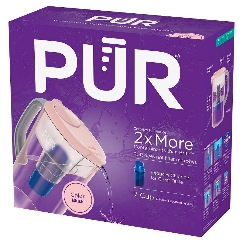 PUR 7 Cup Water Pitcher Filtration System Blush PPT700P: BPA-Free, Dishwasher-Safe, Filters Pesticides & Chlorine