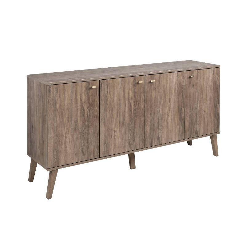 Milo Mid-Century Modern Drifted Gray 4-Door Buffet Server