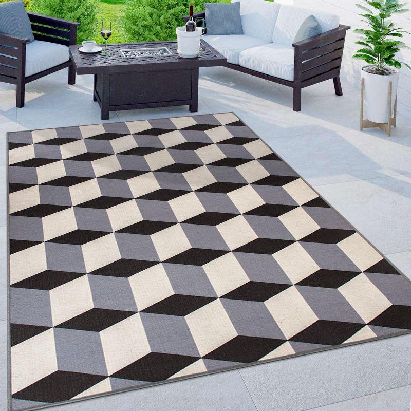 World Rug Gallery Contemporary Geometric Flatweave Indoor/Outdoor Area Rug