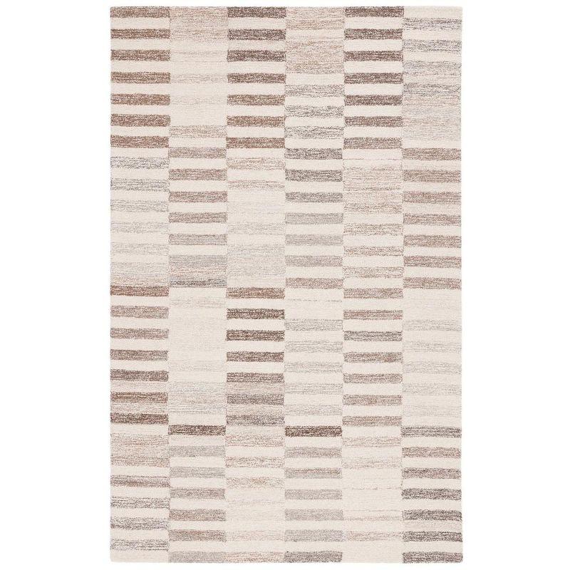 Ivory and Beige Hand-Tufted Wool Rectangular Area Rug 6' x 9'