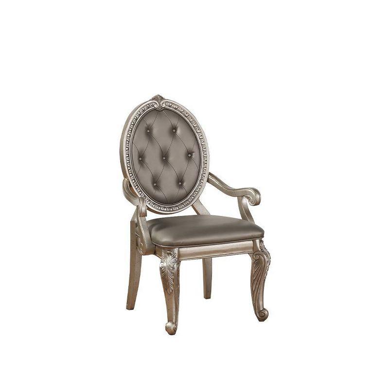 24" Northville Dining Chair PU and Antique Silver - Acme Furniture: Elegant Tufted Leather, Wood Frame, Armrest