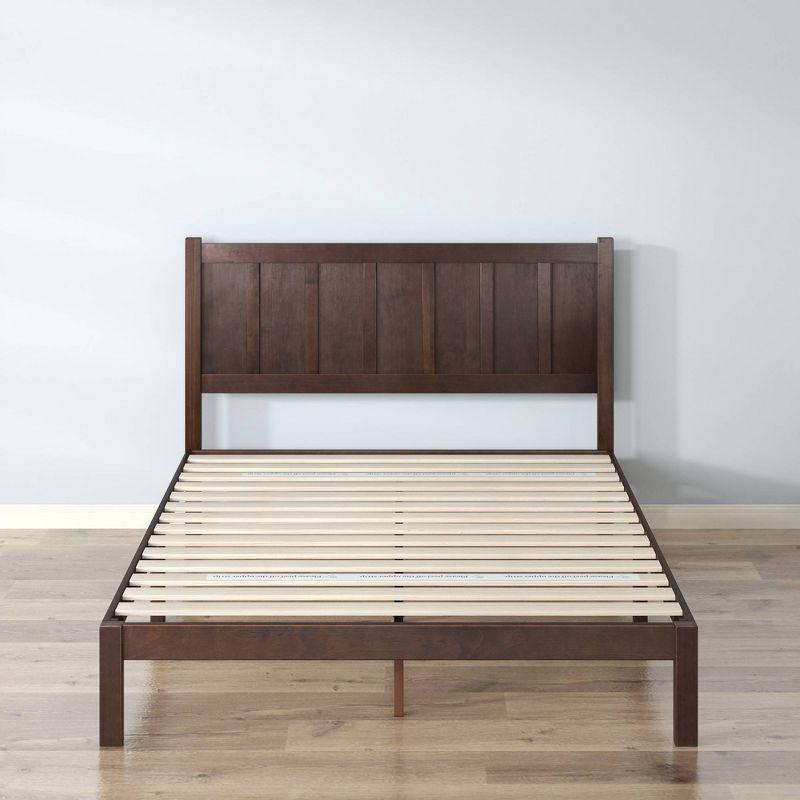 Adrian Queen Pine Wood Platform Bed with Headboard