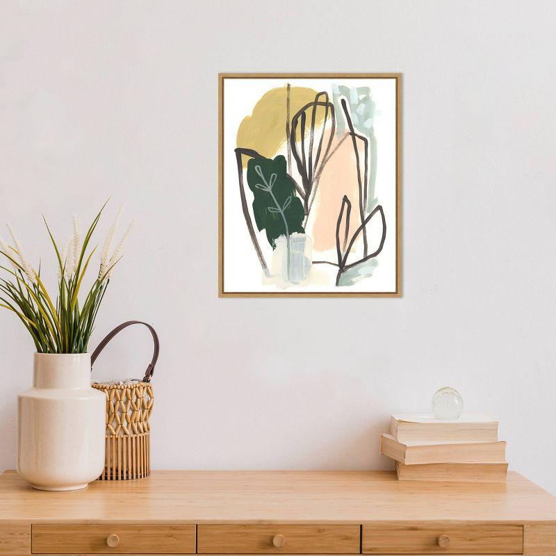 16" x 20" Tropical Abstract I by June Erica Vess Framed Canvas Wall Art - Amanti Art: Hand-Stretched, Lithograph Print, Sawtooth Back Mount