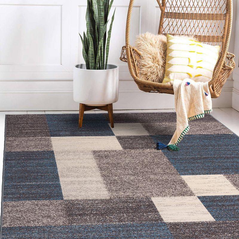 World Rug Gallery Modern Boxes Design Non-slip (Non-skid) Area Rug