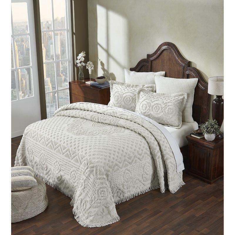 Better Trends Heirloom Collection Machine Washable 100% Cotton Chenille Coverlet / Bedspread Lush & Comfortable Bedding Medallion Pattern Fit All-Season