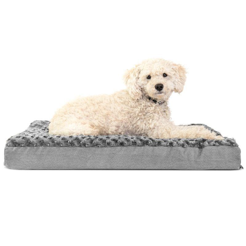 Gray Medium Orthopedic Foam Dog Bed with Plush Cover