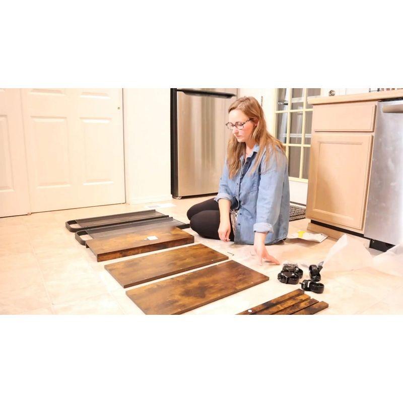 VASAGLE 3-Tier Narrow Storage Cart, Rolling Cart with Wheels, Steel Frame, Rustic Brown and Black