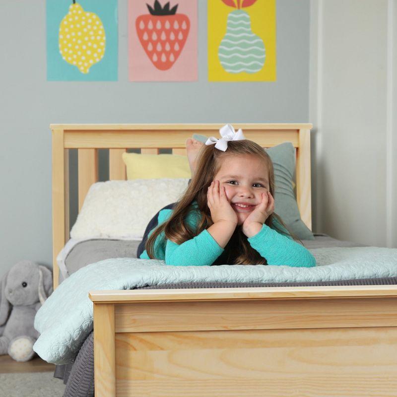 Max & Lily Twin Bed Frame with Headboard, Solid Wood Platform Bed for Kids, Natural