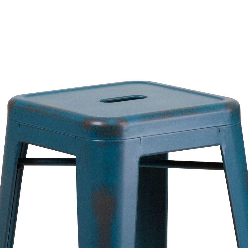 Merrick Lane Metal Stool with Powder Coated Finish and Integrated Floor Glides