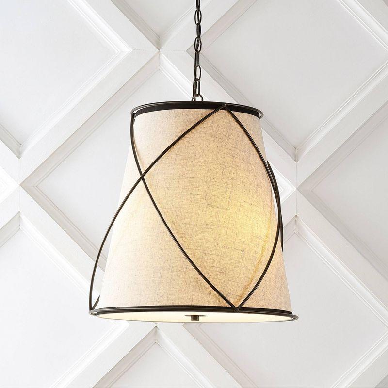 19" 3-Light Milo Rustic Farmhouse Iron LED Pendant Oil Rubbed Bronze - JONATHAN Y: UL Listed, Adjustable Height, Includes Mounting Hardware