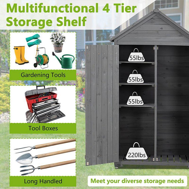 Outdoor Storage Cabinet, Wood Garden Tool Shed, Lockable Garden Shed with Shelves and Latch, Wooden Shed Closet for Lawn Backyard Garden