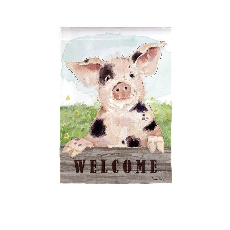 Evergreen Garden Flag Spotted Pig Suede Double Sided Indoor Outdoor Decor 18" x 12.5"