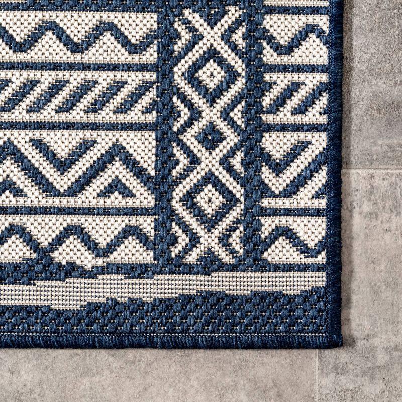 8'x10' Abbey Geometric Striped Indoor and Outdoor Area Rug Navy - nuLOOM: Low Pile, Polypropylene & Polyester