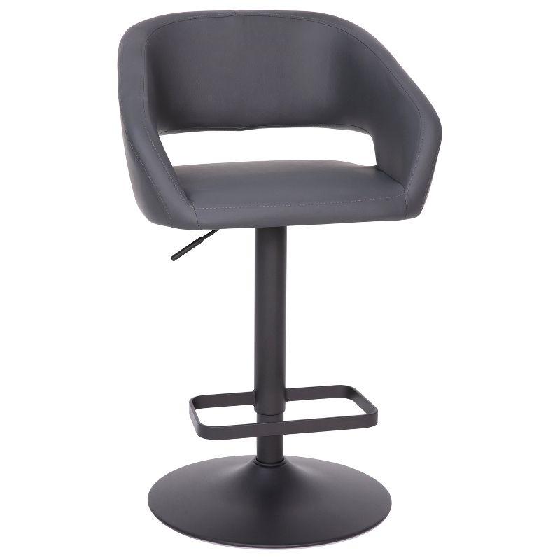 Gray Adjustable Swivel Barstool with Wood and Metal Base