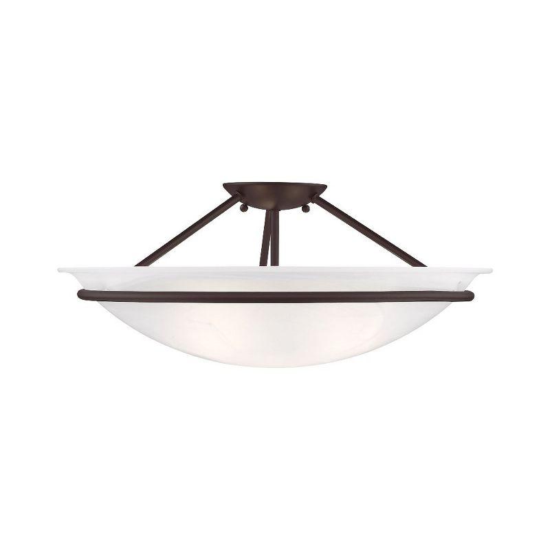 Newburgh Bronze 3-Light Semi-Flush Mount with Alabaster Glass