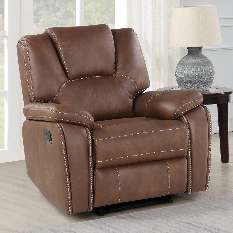 Luxurious Chestnut Brown Faux Leather Manual Recliner