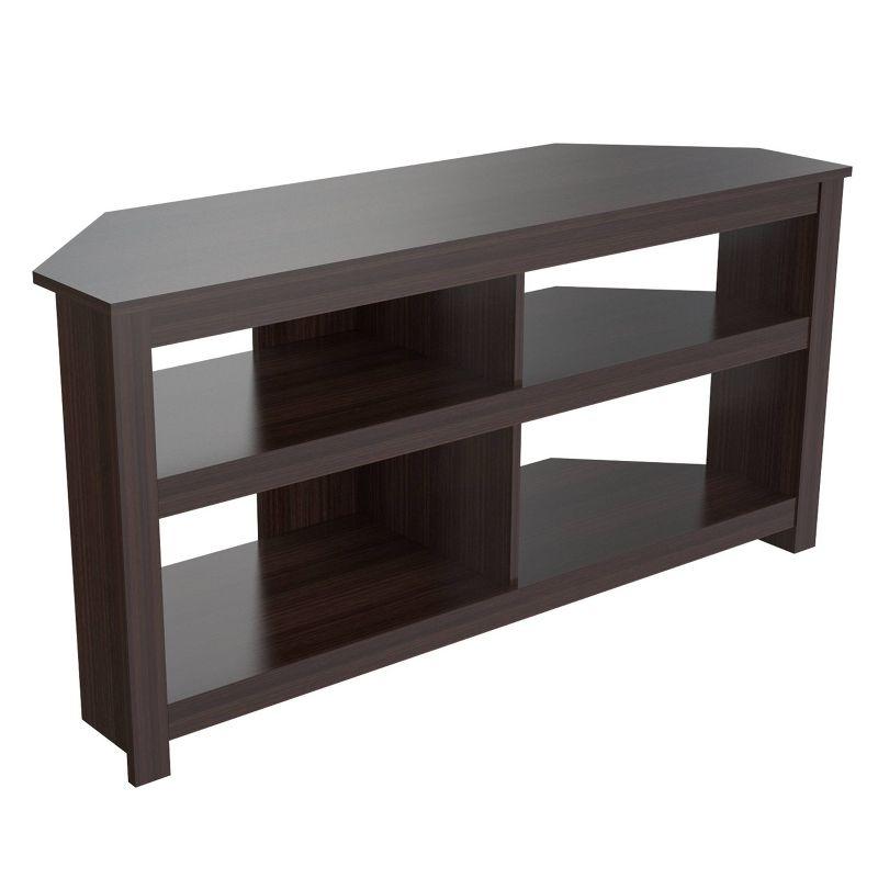 Espresso Melamine Corner TV Stand with Cabinet for 60" TVs