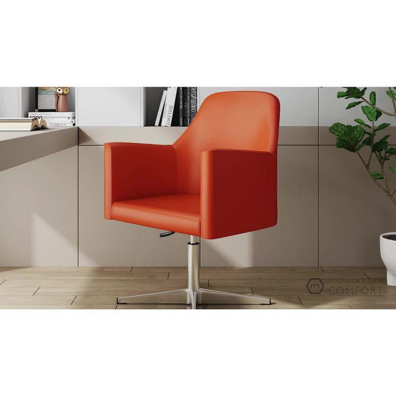 Pelo Faux Leather Adjustable Height Swivel Accent Chair Orange - Manhattan Comfort: Chrome-Plated, Modern Design, 300 lbs Capacity
