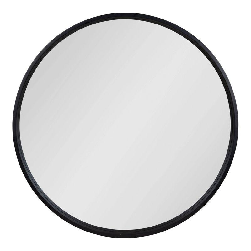 Travis 31.5" Black Round Wood Wall Mirror